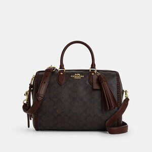 Rowan Large Satchel Bag In Signature Canvas With Fringe